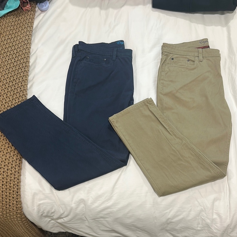 Men's 2 Pair English Laundry Blue and Tan Pants Size 34x30